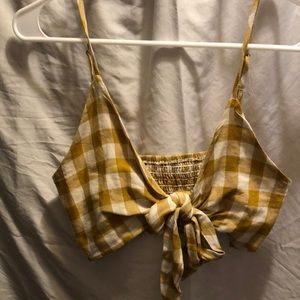 White and yellow plaid bandeau